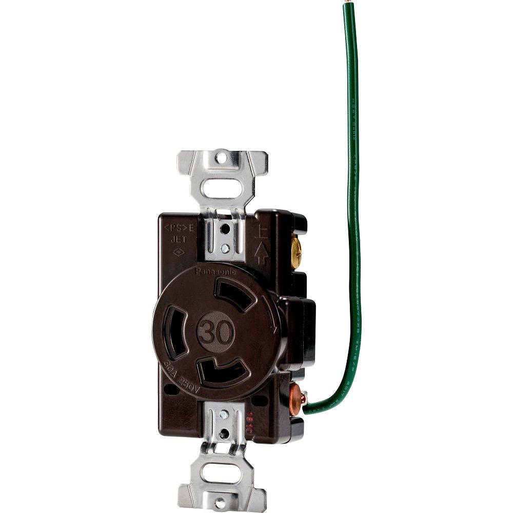 接地2P30A引掛埋込コンセント 接地リード線付 チョコ 2P30A WF2330A-1