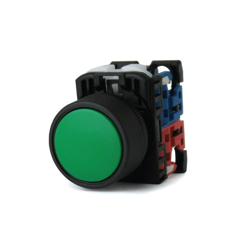 丸フレーム平形押しボタンスイッチ モメンタリ(1a1b) (緑) NN AR22F0R-11G