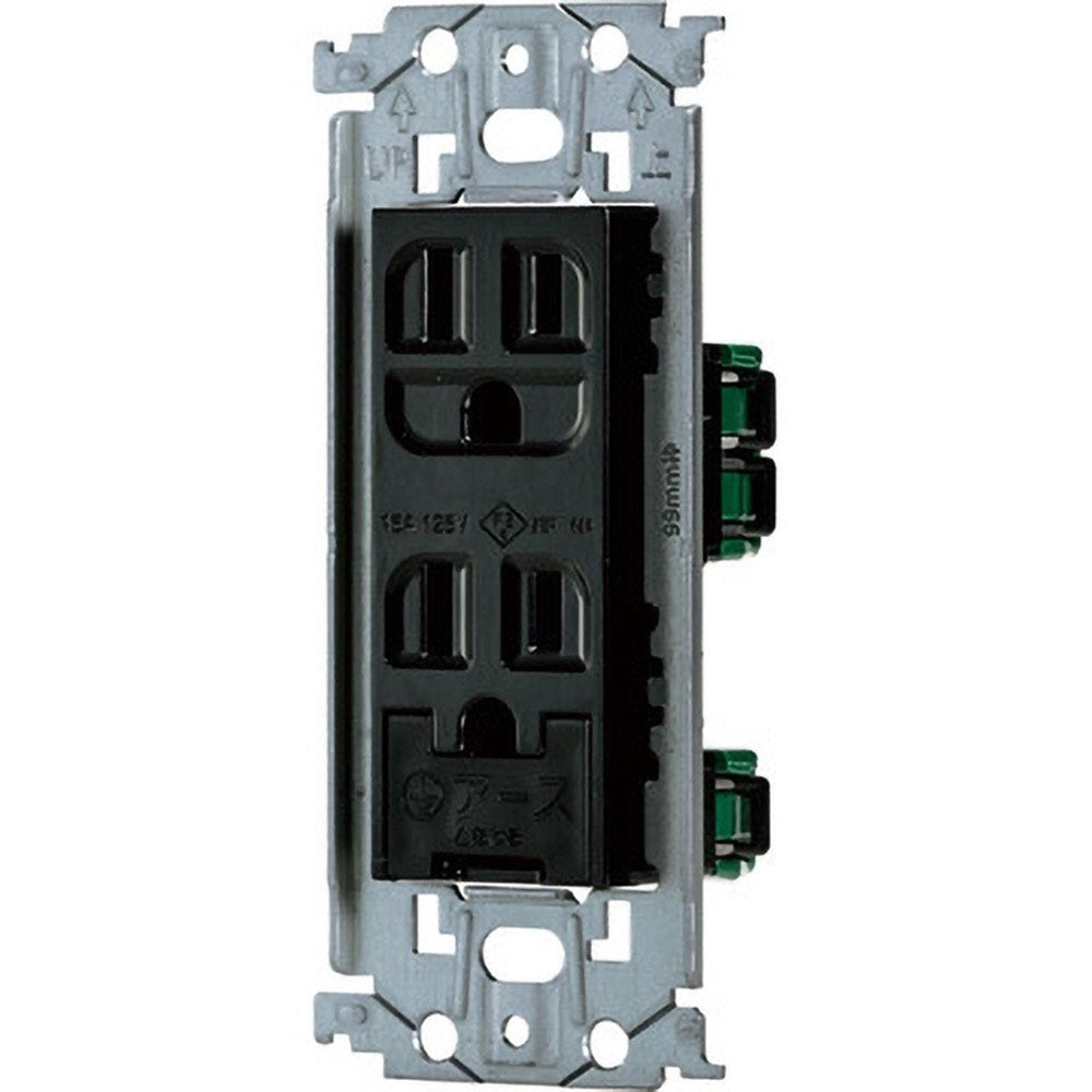 埋込アースターミナル付接地ダブルコンセント 金属枠付 ブラック WTL11323B