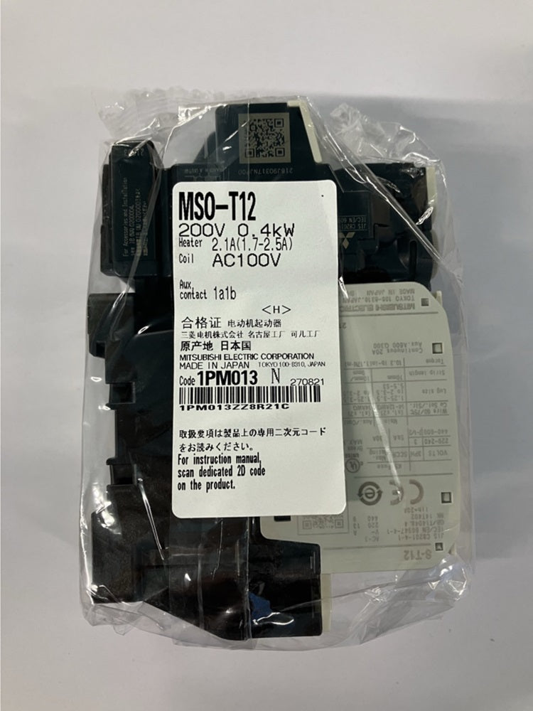 非可逆式電磁開閉器 1A1B MSO-T12 0.4KW 200V AC100V