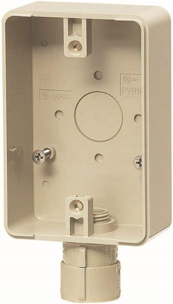 防水コンセント用露出スイッチボックス コネクタ付 Gタイプ PF管16用 ミルキーホワイト PVR16-BC1GM