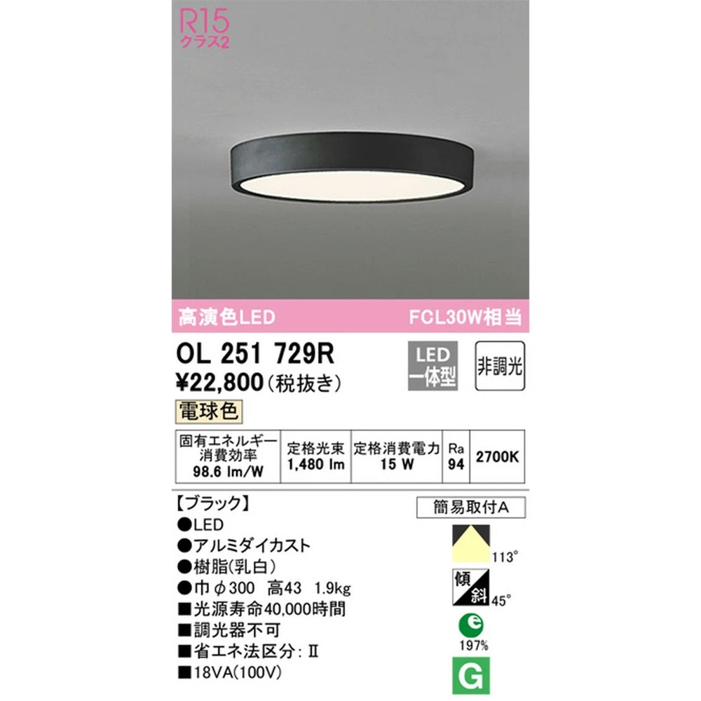 LEDシーリングライト 2700K 非調光 ラック OL251729R