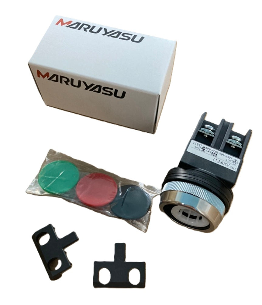 φ30平形押しボタンスイッチ モメンタリ金属リング 1a1b 黒・赤・緑 3色同梱仕様 A30PF11