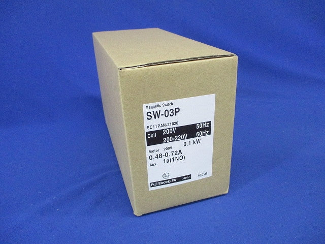 押しボタン付電磁開閉器 AC200V 0.48-0.72A SW-03P