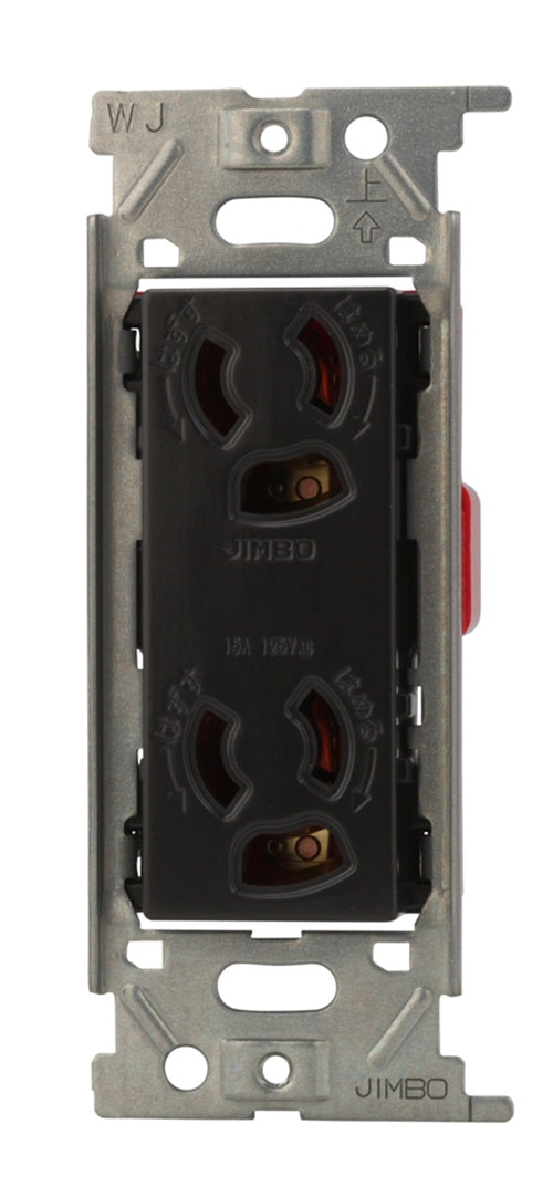 埋込抜止接地ダブルコンセント 15A-125V ソフトブラック JEC-BN-99G-SB