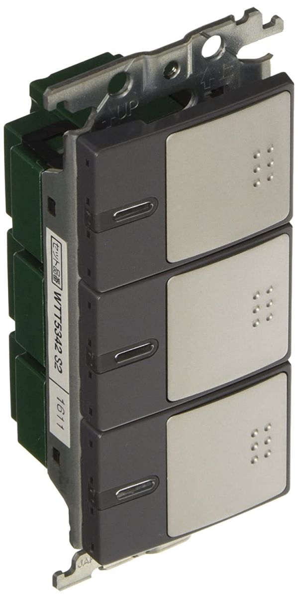 グレーシアシリーズ ラウンド埋込パイロット・ほたるトリプルスイッチC シルバーグレー WTT5342S2