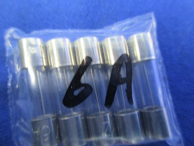 ガラス管ヒューズ6A(5個入×48計240個入) 型番不明