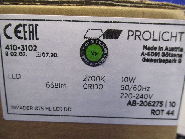 LED 電球色 668lm 10W 50/60Hz 220-240V 410-3102