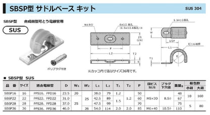 サドルベースキット SBSP型 PFS28・PFD28合成樹脂可とう電線管用 5個入 SBSP28-05