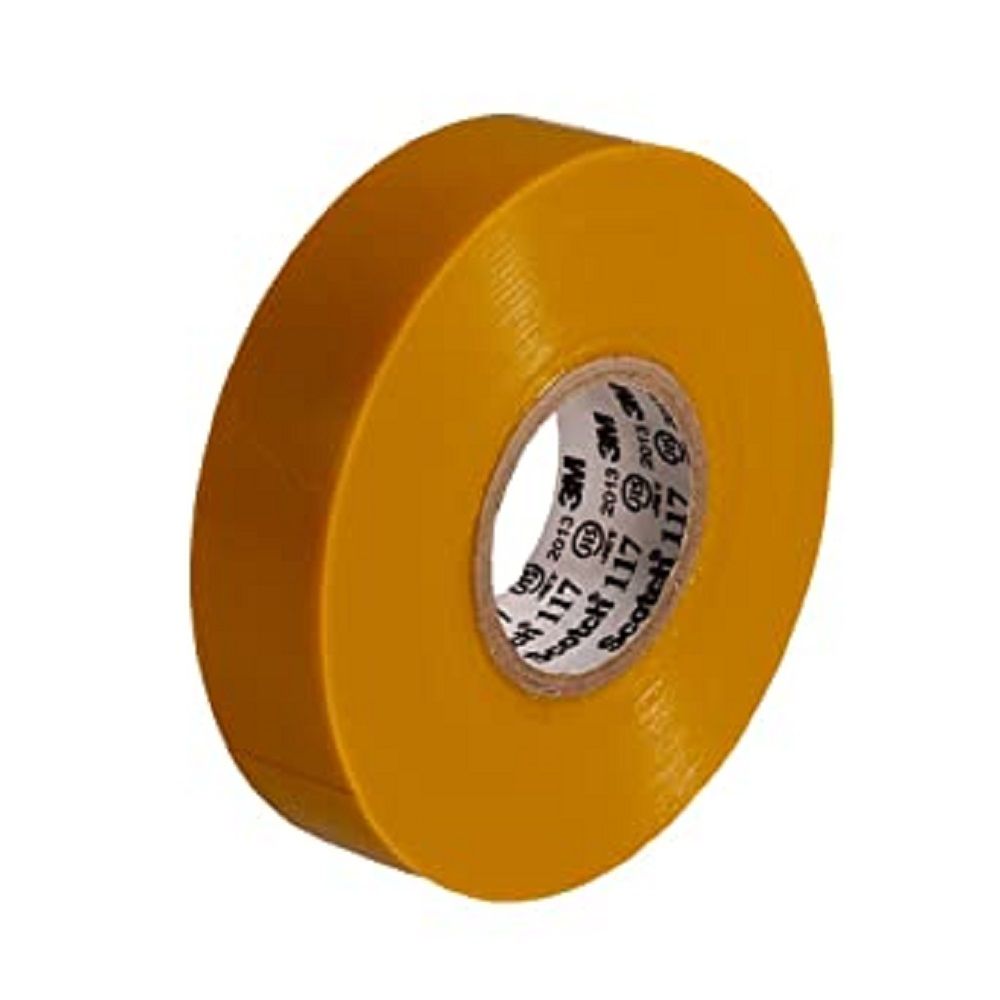 電気絶縁用ビニルテープ 黄 0.2mm×19mm×20m 10個入 117-10