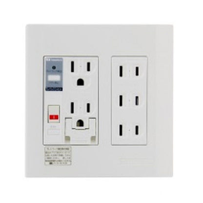 プレトラックコンセント  遮断機能+アラーム機能/E付x2/E無X3 樹脂製プレート・アース付 PTC2-BA15FE