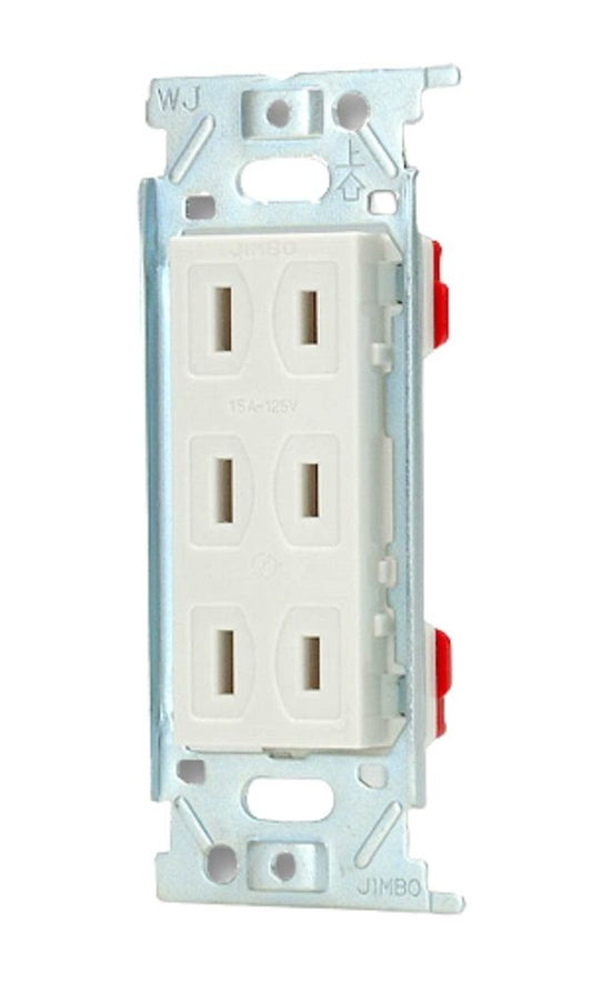 埋込トリプルコンセント 2P 15A 125V ピュアホワイト JEC-BN-555PW