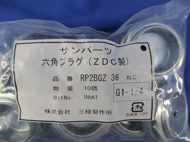 サンパーツ 六角プラグ(ZDC製)(10個入) RP2BGZ36