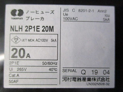 ノーヒューズブレーカ2P1E20A NLH2P1E20M