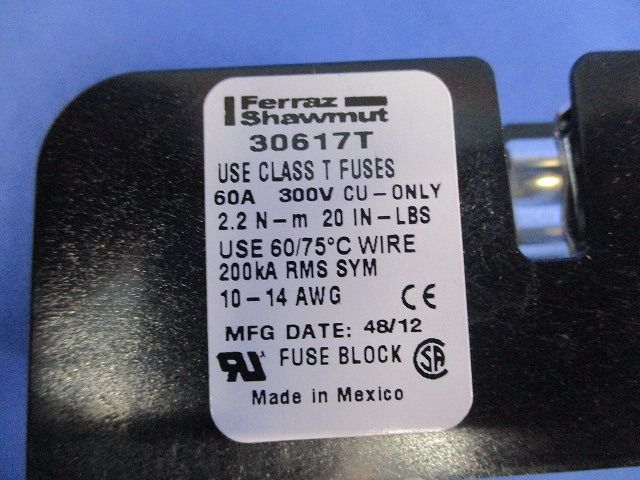 クラスTヒューズブロックスクリュー300V60A(5個入) 30617T