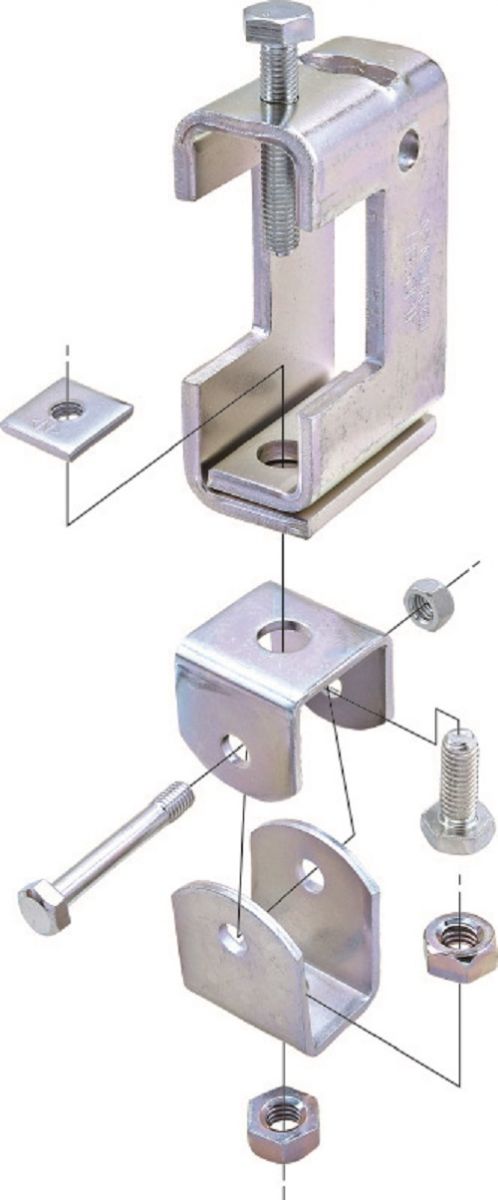一般形鋼用吊りボルト支持金具 W1/2 フランジ厚30〜50mm 10個入 HBTS2-W4-10
