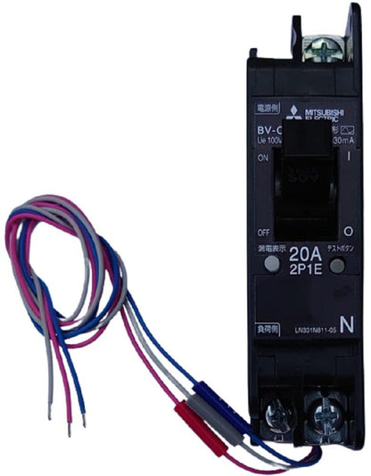 漏電遮断器 分電盤用 分岐回路用 2P1E 警報スイッチ BV-C12P1EAC100V20A30mANNAL