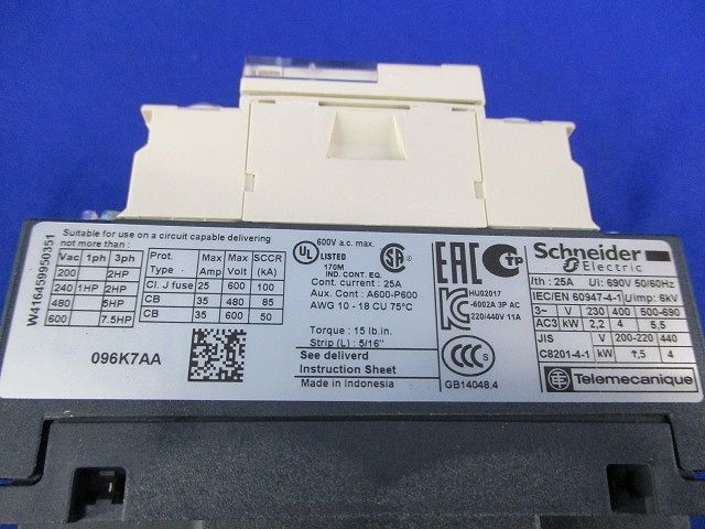 接触器200V LC1D096