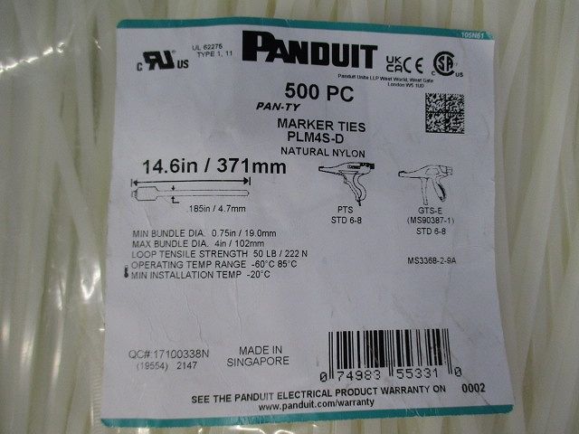旗型タイプナイロン結束バンド ナチュラル 4S 500本入 PLM4S-D-500