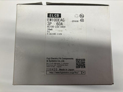 漏電遮断器 AC100-230-440V 30mA EW100EAG 3P60A