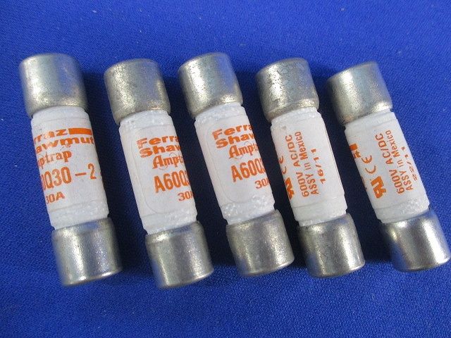 高速ブロー半導体カートリッジヒューズ(6個入) A60Q30-2