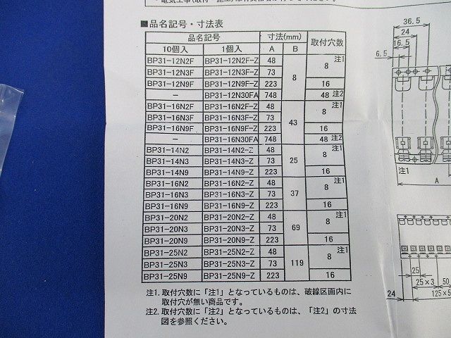 ブレーカ取付台 BP31-25N3-Z