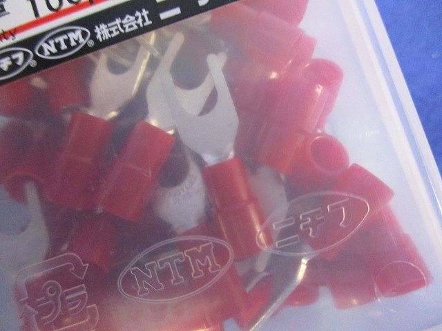 銅線用 絶縁被覆付圧着端子 (Y形)先開形 赤 100個入 TMEV1.25Y-4S-100