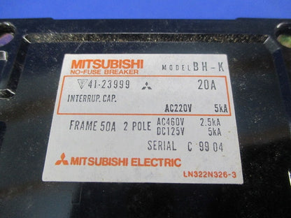 ノーヒューズブレーカ 2P20A(ジャンク品) BH-K