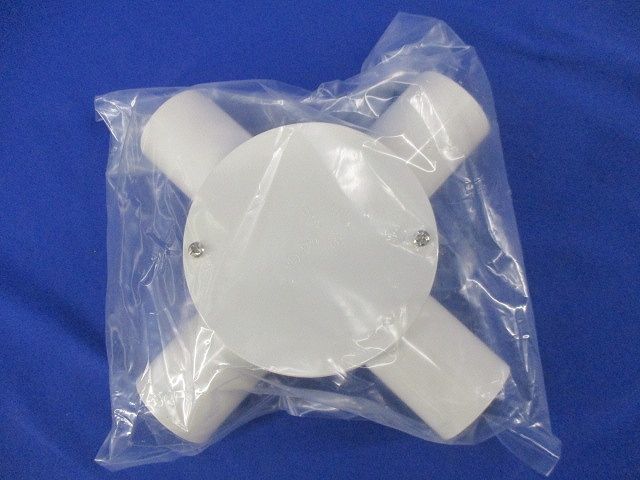 露出用丸形ボックス4方出 28(ミルキーホワイト)(新品未開封) PVM28
