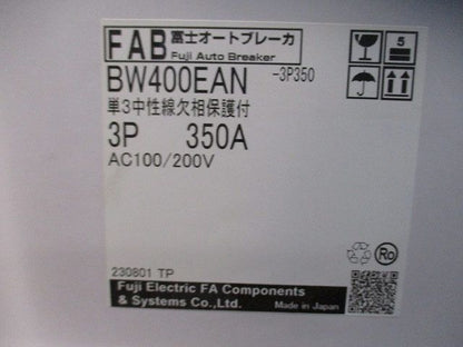 オートブレーカ 単3中性線欠相保護付 3P350A AC100/200V BW400EAN-3P350