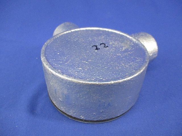 丸形露出ボックス・直角2方出・防水ゴム付(亜鉛メッキ) 22