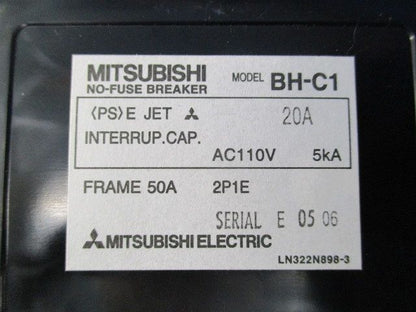 低圧遮断器 ノーヒューズブレーカ2P1E20A BH-C1