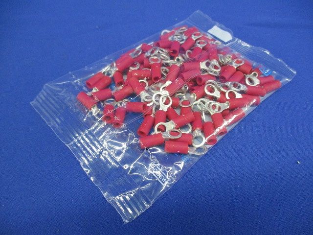 銅線用絶縁被覆付圧着端子(V型)  赤 V1.25-F4-100