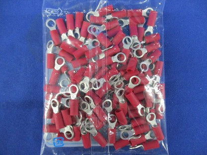 銅線用絶縁被覆付圧着端子(V型)  赤 V1.25-F4-100