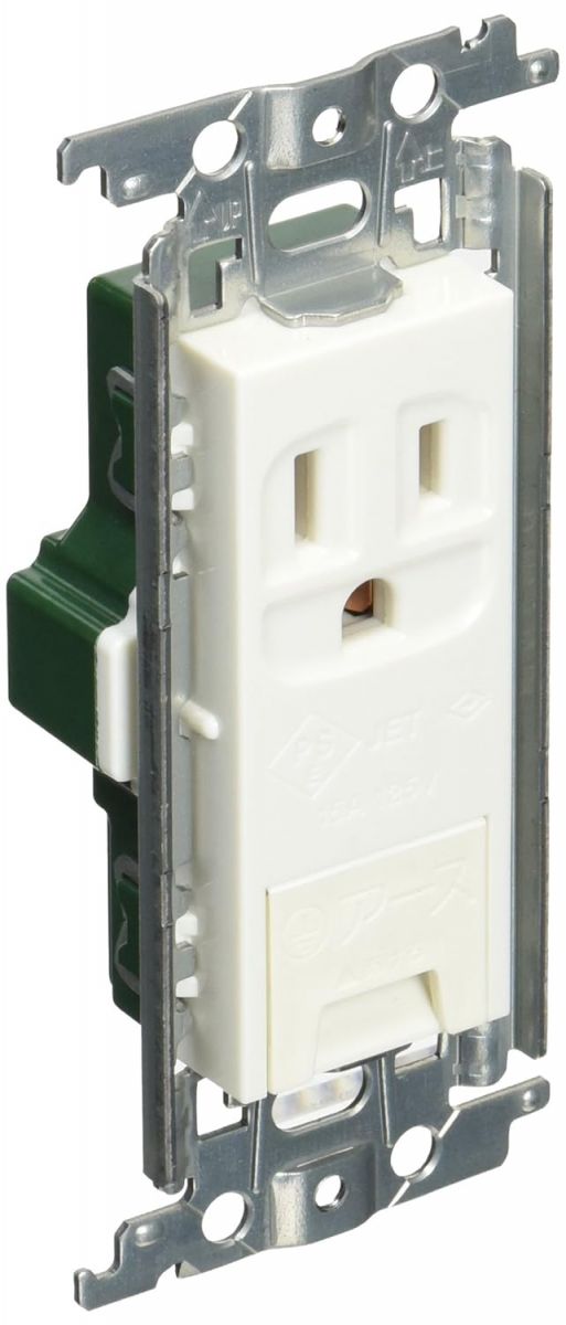 埋込アースターミナル付接地コンセント 金属枠付 ホワイト WTF11313WK