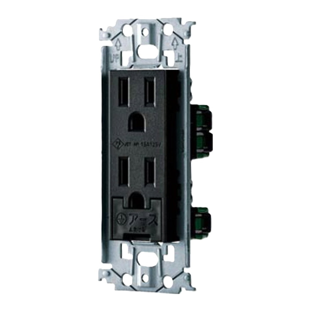 埋込アースターミナル付接地ダブルコンセント 金属枠付 マットブラック WTL11323MB