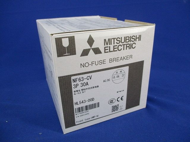 ノーヒューズブレーカ3P30A(アラームスイッチ付)(リード線端子台付) NF63-CV