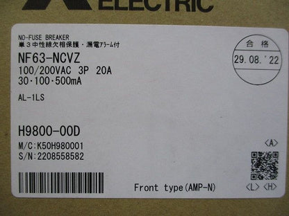ノーヒューズブレーカ3P3E20A(アラームスイッチ付) NF63-NCVZ