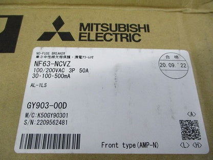 ノーヒューズブレーカ3P3E50A(アラームスイッチ付)(汚れ有) NF63-NCVZ