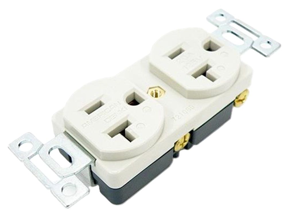 複式埋込コンセント 白 接地形2P250VNEMA6-15平刃形 7210GD-IV