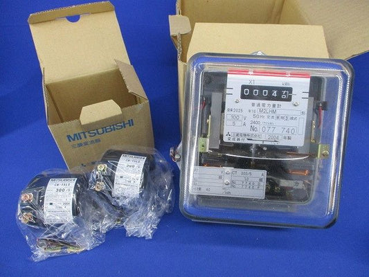 普通電力量計(変成器2台付) 1P3W100V 300/5A 50Hz M2LHM+CW-15LS