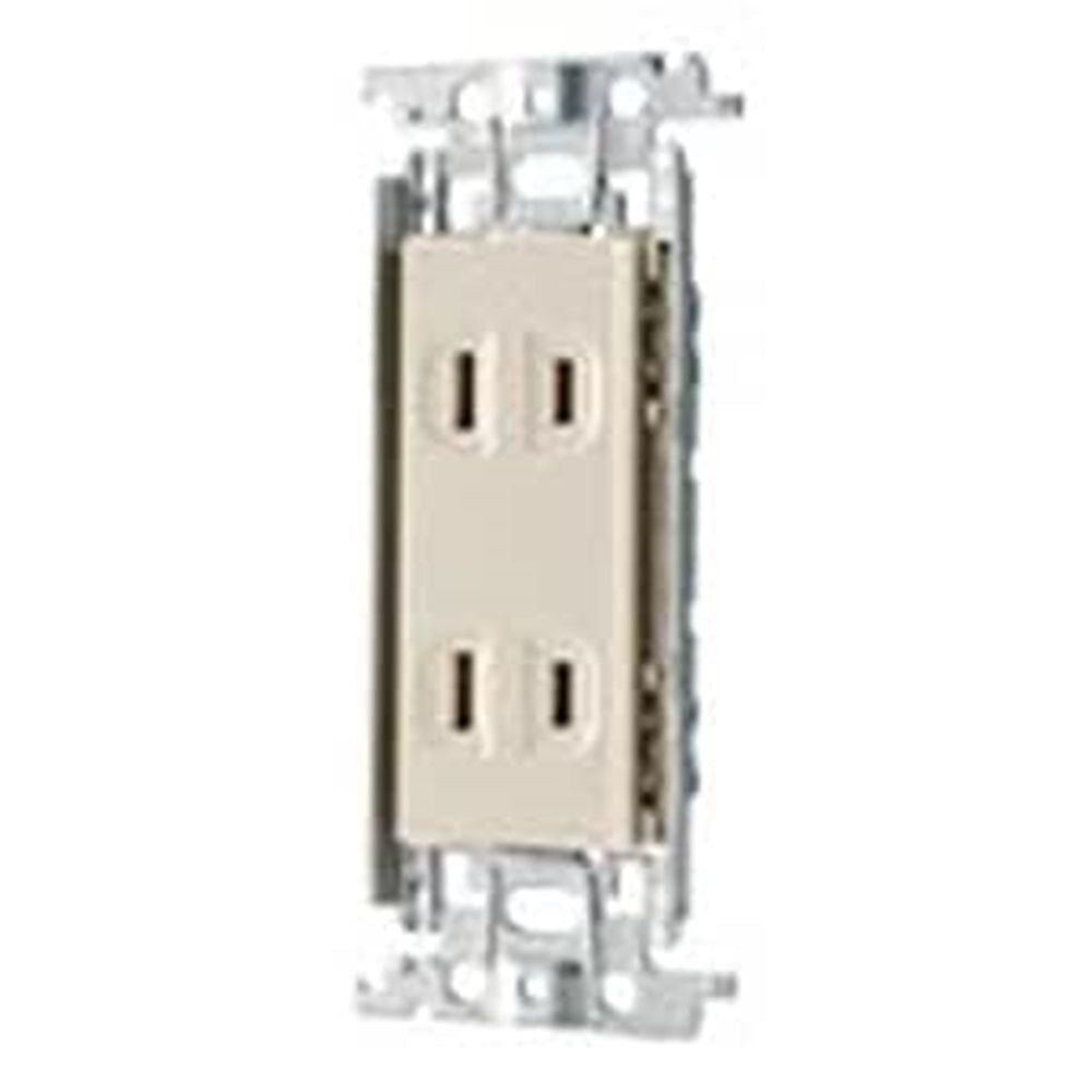 埋込ダブルコンセント 金属枠付 ベージュ WTF1502FK