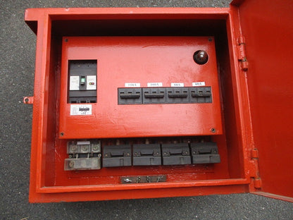 仮設用キャビネット 動力分電盤125A 鉄製 オレンジ(ジャンク品) GB-123EA他