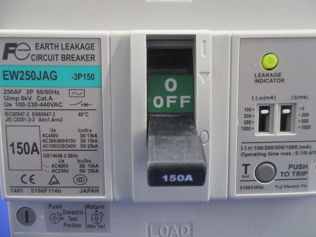 一般配線用漏電遮断器3P150A EW250JAG-3P150