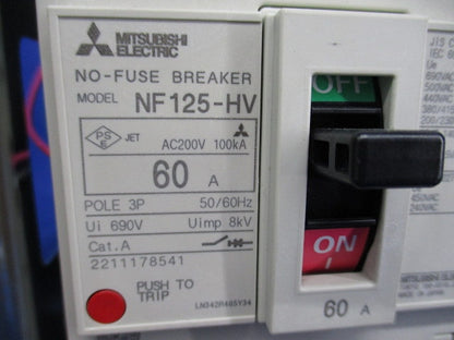 ノーヒューズブレーカ3P60A(アラームスイッチ無し)(箱違い)(キズ・汚れ有) NF125-HV