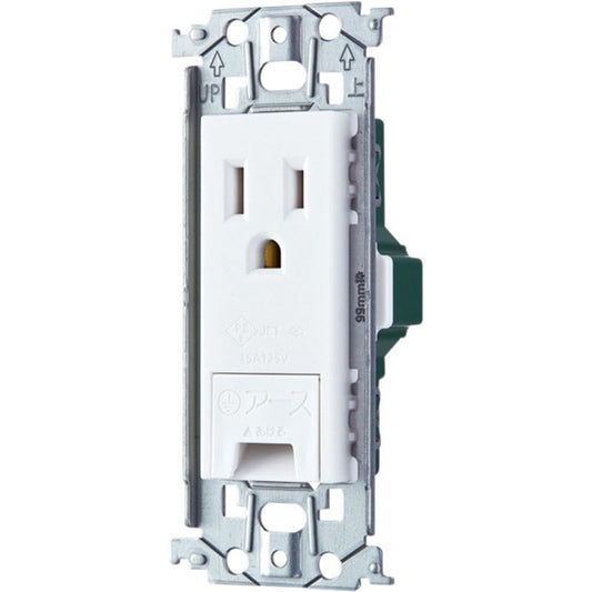 埋込アースターミナル付接地コンセント 金属枠付 マットセラミックホワイト WTL11313MW
