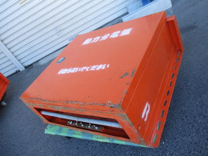 仮設用キャビネット 動力分電盤125A 鉄製 オレンジ(ジャンク品) GB-123EA他