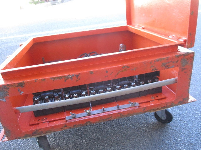 仮設用キャビネット 動力分電盤125A 鉄製 オレンジ(ジャンク品) GB-123EA