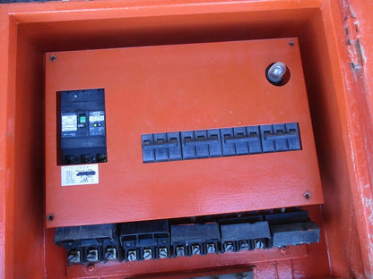 仮設用キャビネット 動力分電盤125A 鉄製 オレンジ(ジャンク品) GB-123EA他