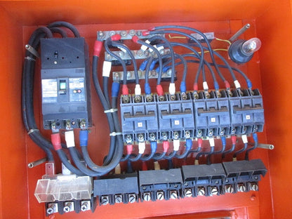 仮設用キャビネット 動力分電盤125A 鉄製 オレンジ(ジャンク品) GB-123EA他